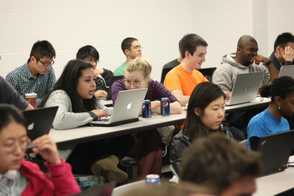 Columbia students learning to code