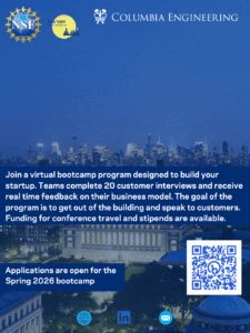 Start Me Up Bootcamp flier from Columbia Engineering