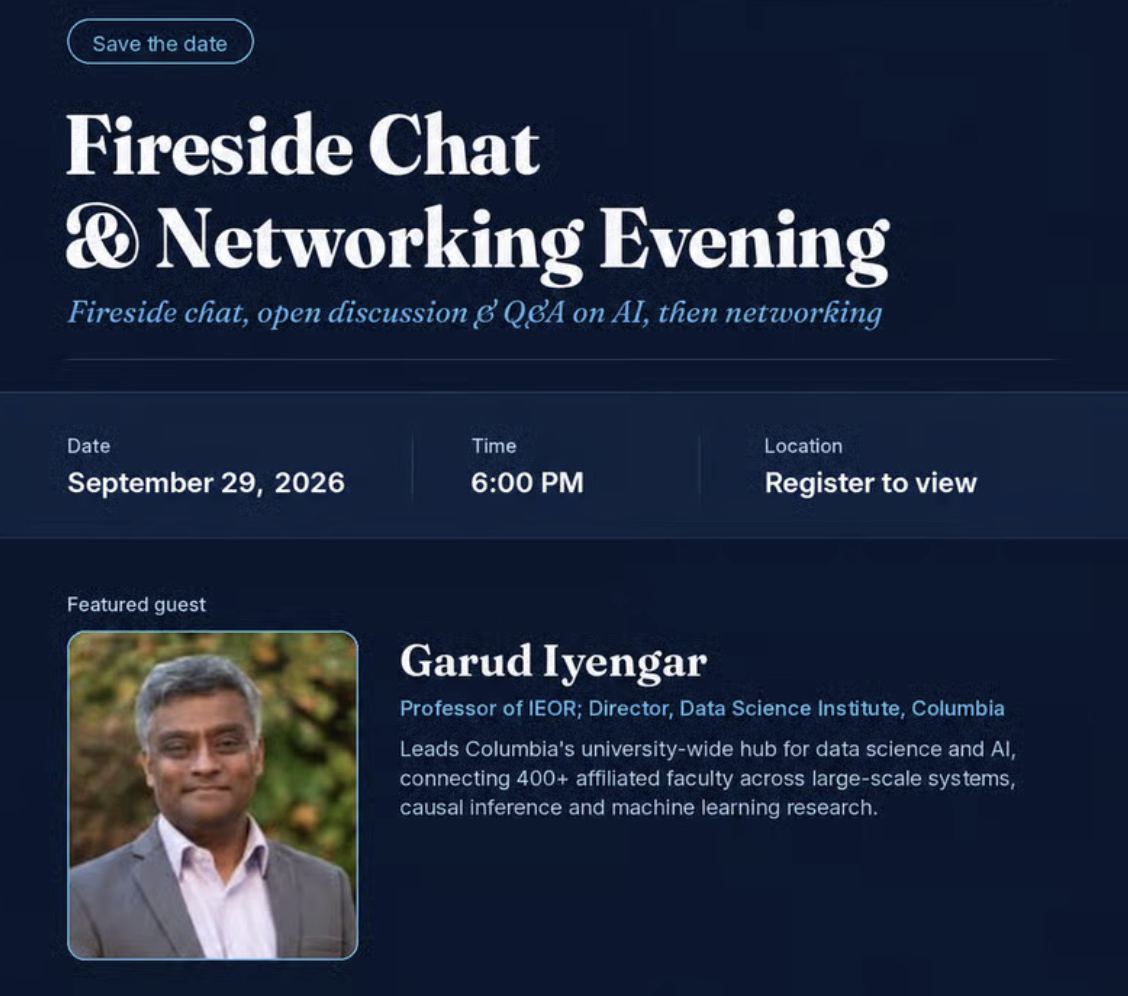 Fireside Chat - Professor Garud Iyengar